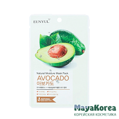 EUNYUL Natural Moisture Mask Pack Avocado, 22ml Маска тканевая с экстрактом авокадо, 22мл, EUNYUL
