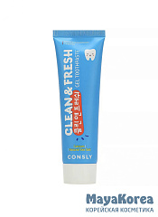 Реминерализующая гелевая зубная паста Clean&Fresh с кальцием и натуральной морской солью, 105г, Consly Consly Clean&Fresh Calcium & Natural Sea Salt Remineralizing Gel Toothpaste, 105g