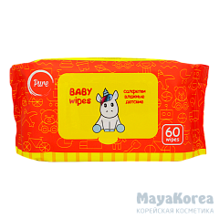 Пьюр салфетки очищающие, детские, 60 шт. Очищающие салфетки детские, 60 шт.