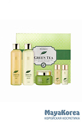 ДП GREEN TEA Набор для лица уходовый с экстрактом зеленого чая PREMIUM DEOPROCE GREENTEA TOTAL SOLUTION 3 SET 260мл*2/ 100мл / 30мл*2