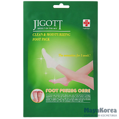 JIGOTT CLEAN&MOISTURIZING FOOT PACK Маска-носки для пилинга ног 15г х 2шт