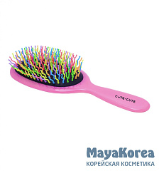 [CUTE-CUTE] Расческа для волос МАССАЖНАЯ овальная с цветными зубцами цвет ассорти, 1 шт