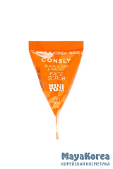 Скраб для лица с черным сахаром и грецким орехом, 7г,Consly Mini To Go Black Sugar & Walnut Face Scrub, 7g