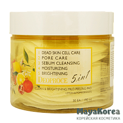 ДП Очищающие салфетки DEOPROCE CLEAN&BRIGHTENING MILD PEELING PAD 30шт